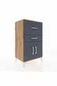 Table de chevet Hyperion avec une étagère, 2 tiroirs et 2 portes, pin-anthracite