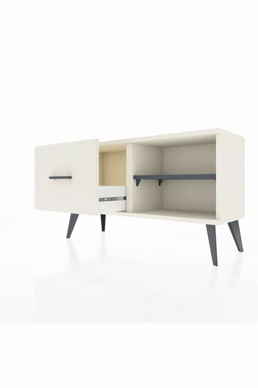Comò Arges con un Ripiano e un Cassetto Pietra di Luna-Antracite/Pietra di Luna