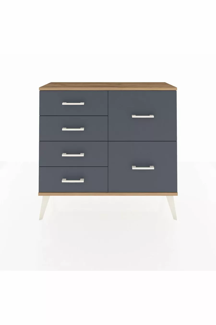 Commode Arges 6 tiroirs Anthracite-Sapin/Anthracite