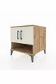 Table de chevet Kronos à 2 étagères et 2 portes, pin-pierre d'orme