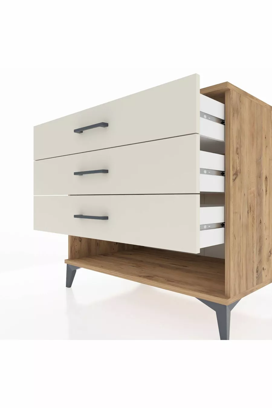 Kronos Kommode 3 Schubladen Kiefer-Marmor
