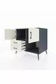 Commode Kronos avec 2 étagères, 2 tiroirs et 2 portes Anthracite-Pierre de lune