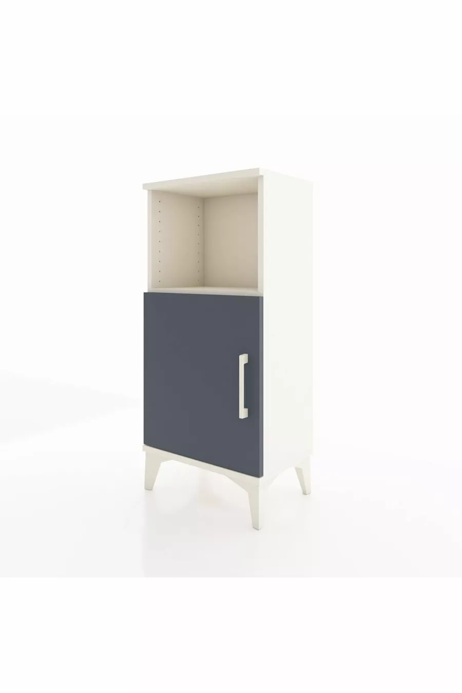 Table de chevet Arges à 2 étagères avec 1 porte, Pierre de lune - Anthracite