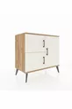 Commode Hyperion 2 étagères 3 portes Pin-Gris Ancien