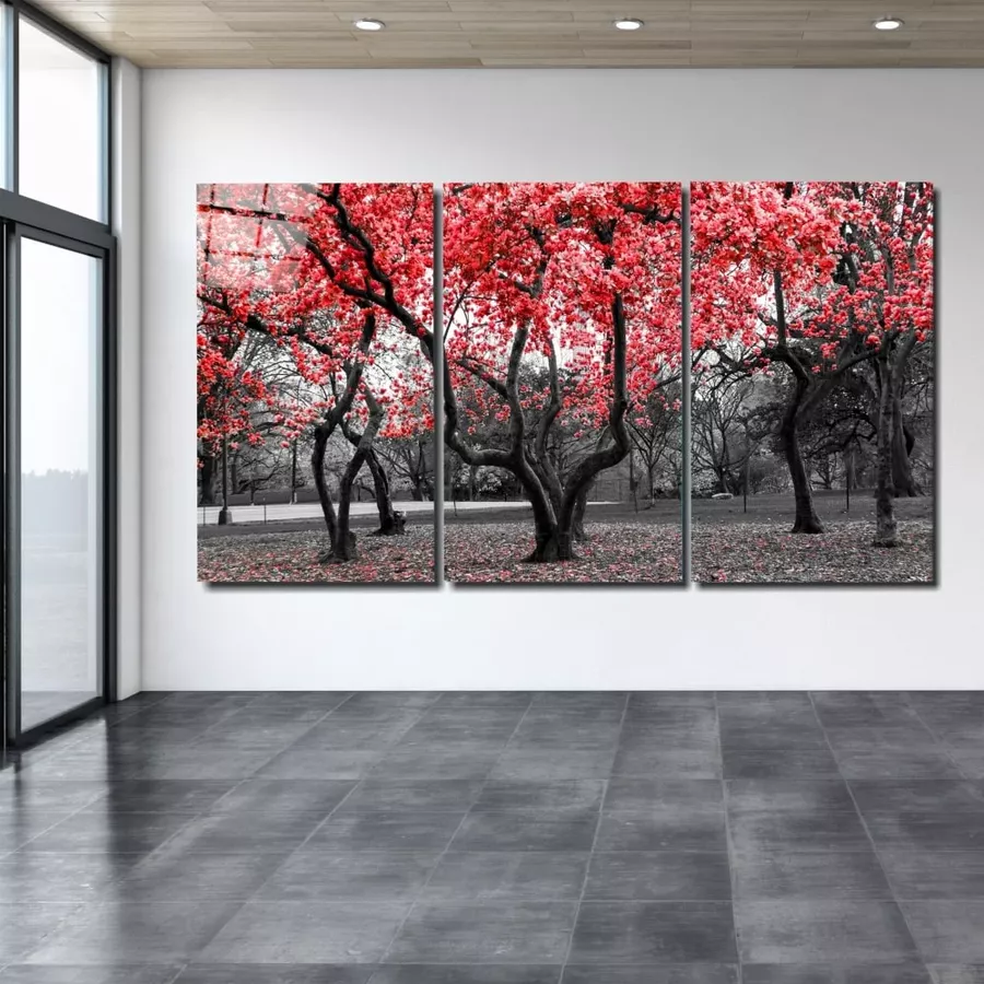 Peinture sur verre méga des arbres d'automne