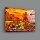 Peinture sur verre de bicyclette et de ville