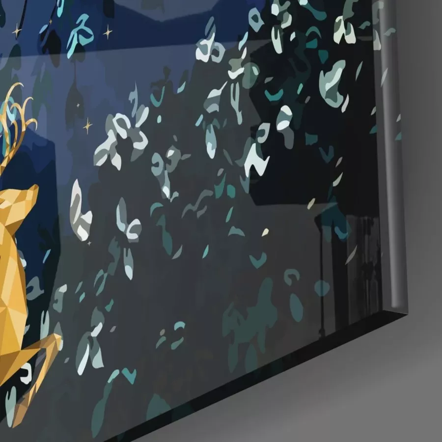 Peinture sur verre des cerfs dorés