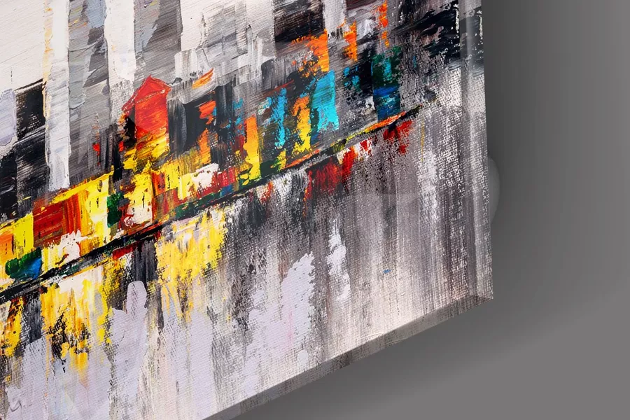 Peinture abstraite sur verre de la ville