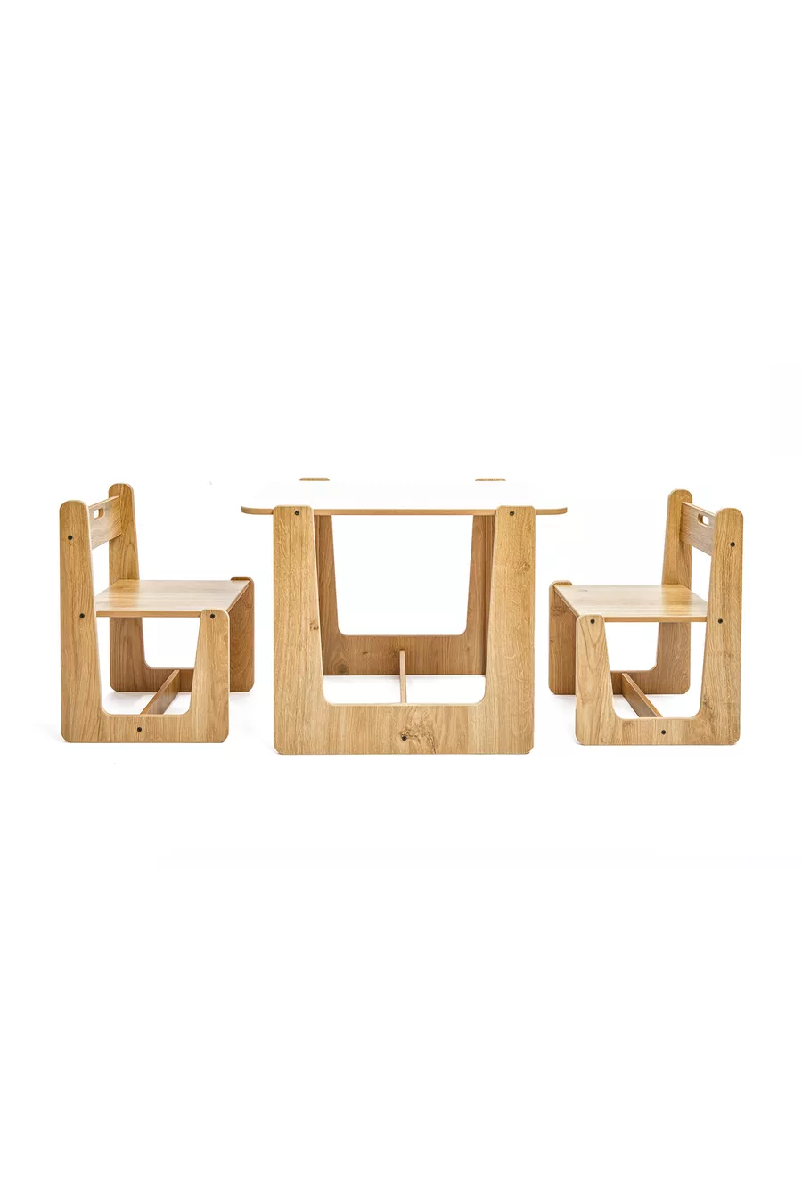 Set de table et chaises d'activités en bois Montessori pour enfants de 2 à 4 ans (1 table + 2 chaises)