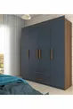  Perla Lux Armoire 4 Portes 2 Tiroirs Noyer-Anthracite Gris