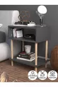 2-Shelf Modern Nightstand Bedroom Bedside Organizer Wooden Leg Side Table - Anthracite