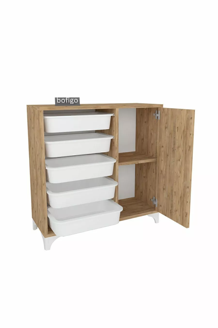 5-Basket Cabinet Multi-Purpose Cabinet Toy Cabinet Kayra Pine