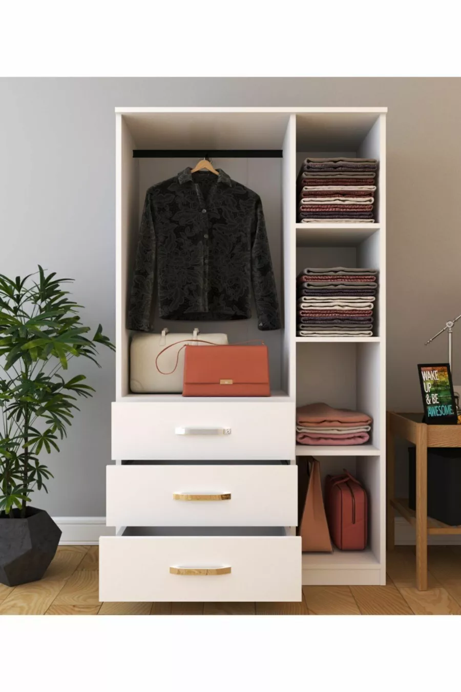 Armoire Ece Lüx à 3 portes et 3 tiroirs