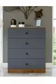 Comò Gm Almina a 4 cassetti con manopole a pulsante, grigio antracite-noce