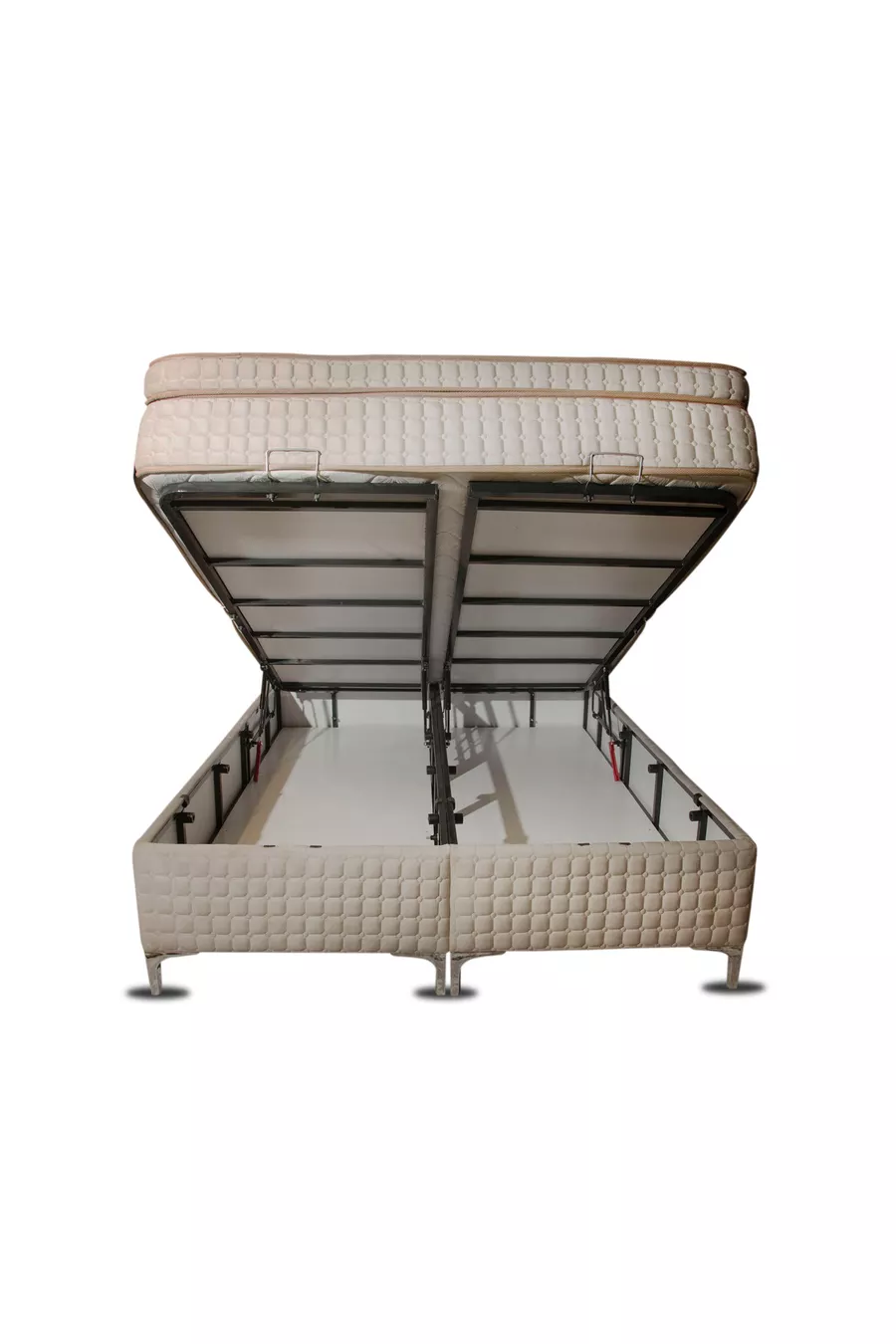 Lit coffre en daim beige