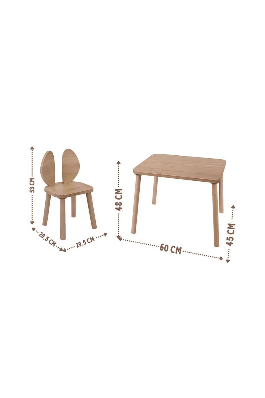 Table d'activité Safir Chêne Naturel avec 2 Chaises Ensemble Table et Chaises pour Enfants