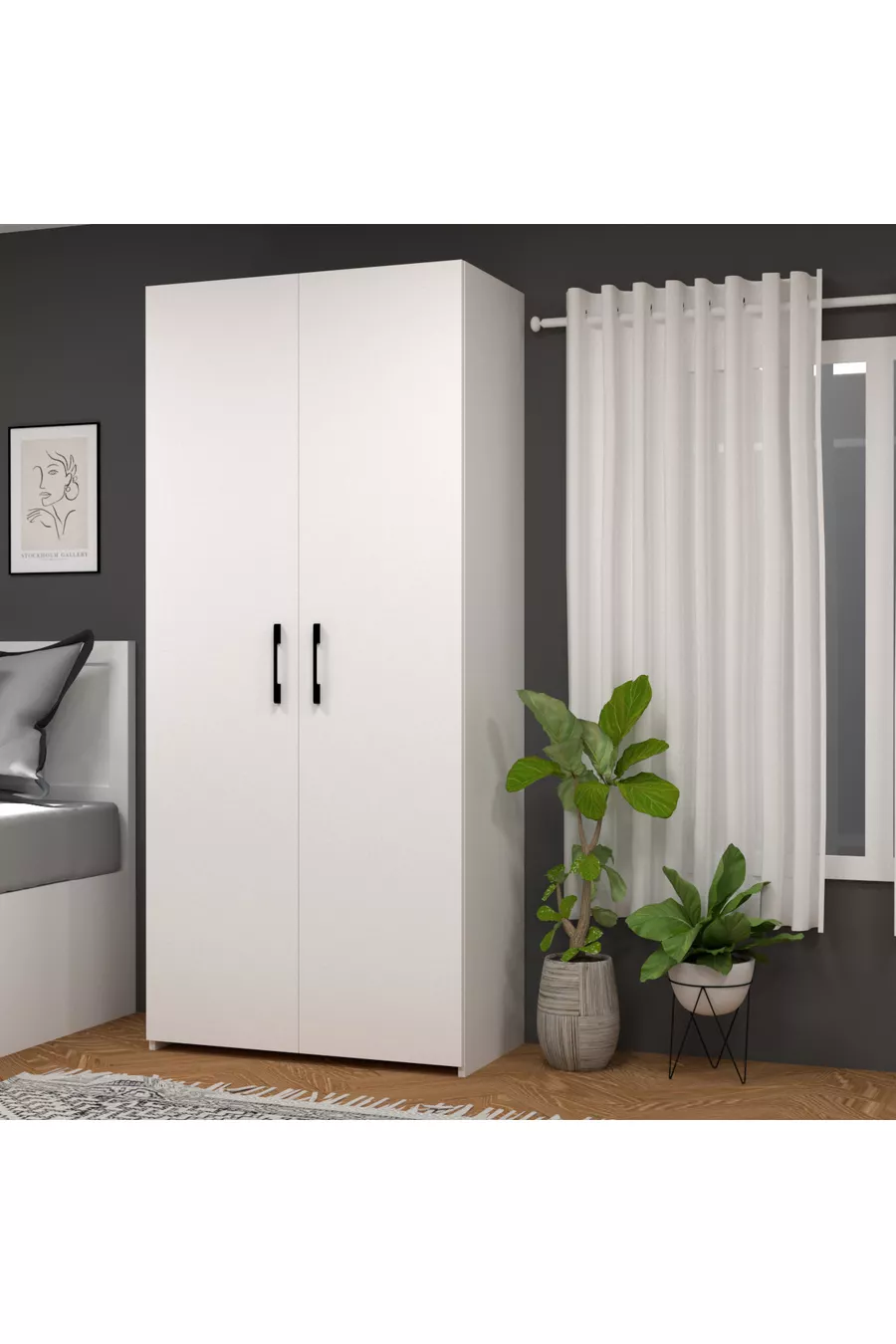 Retro-8 Twee-Deurs Twee-Klep Kast Wit