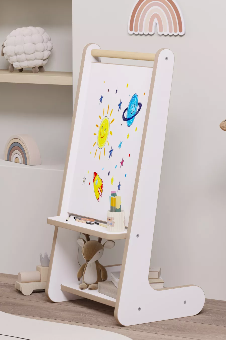 Tableau d'écriture avec bibliothèque Montessori