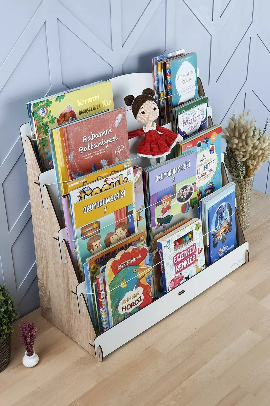 Bibliothèque en bois pour chambre d'enfant Lucky Montessori à 4 étagères