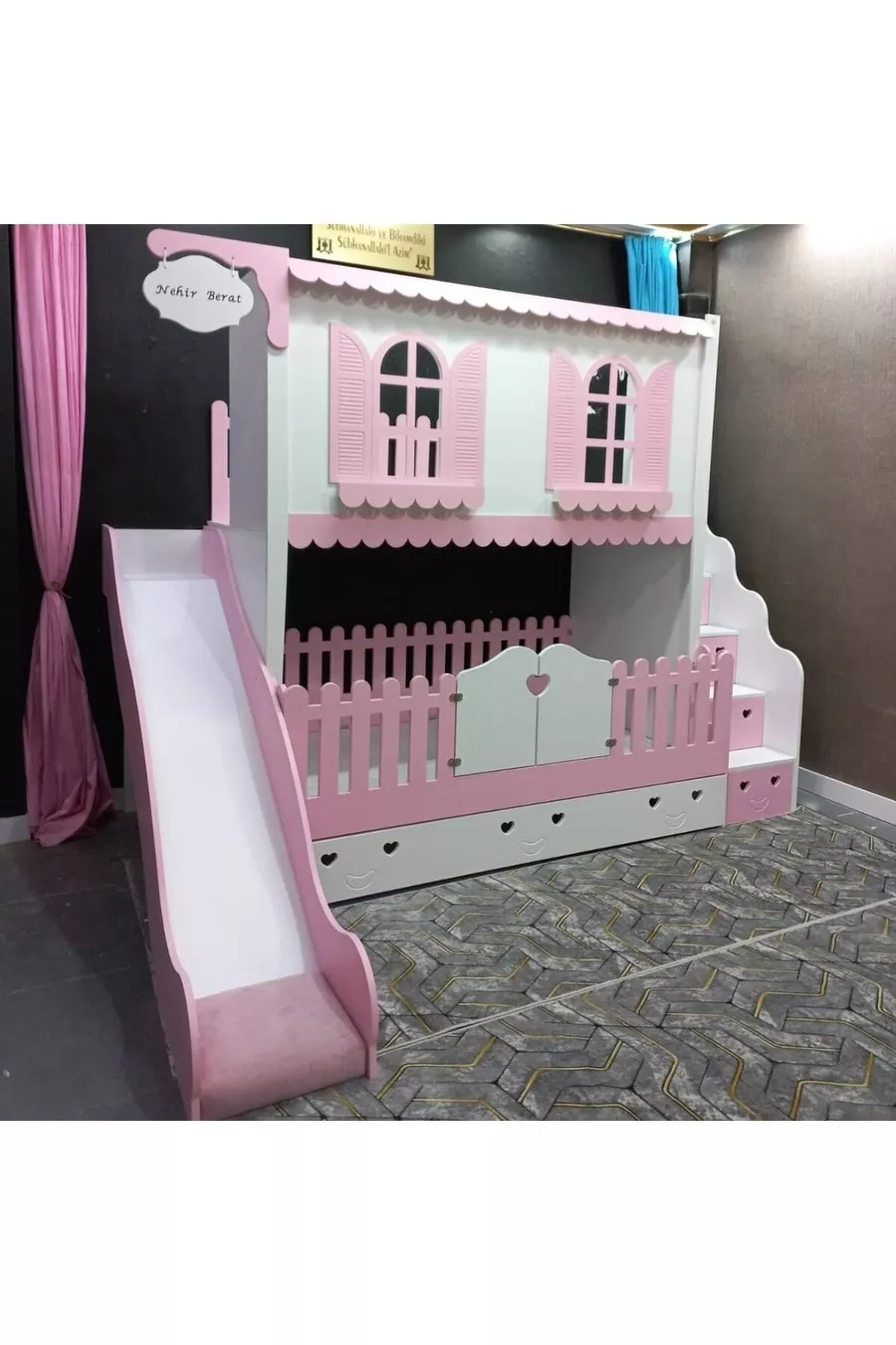 Lit superposé pour enfants avec tiroir à glissière Alaçatı