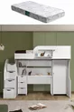 Lits superposés, Litera avec Armoire et Bureau, Blanc 1 Matelas Comfort