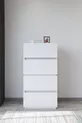 Commode blanche à 4 tiroirs Galata en cuir verni pour chambre à coucher ou chambre de bébé