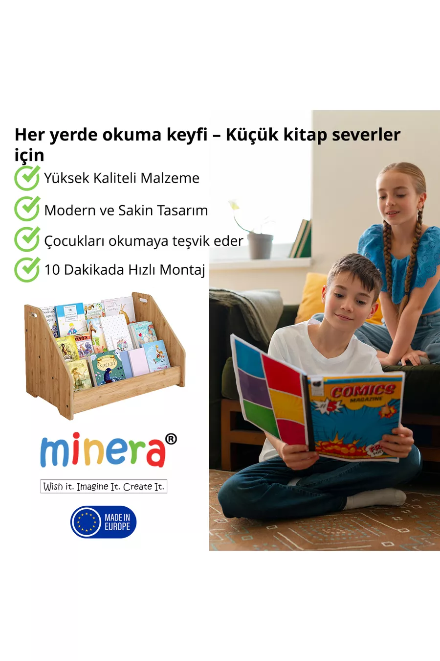 Bibliothèque à livres en bois Anka Montessori