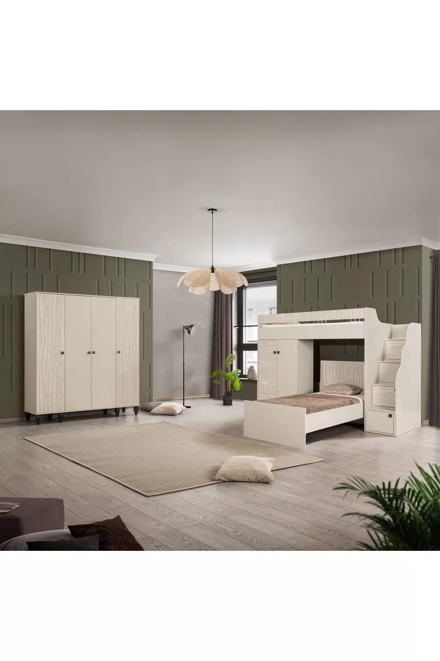 ENSEMBLE LIT SUPERPOSÉ 4 PLACES STORY AVEC ARMOIRE