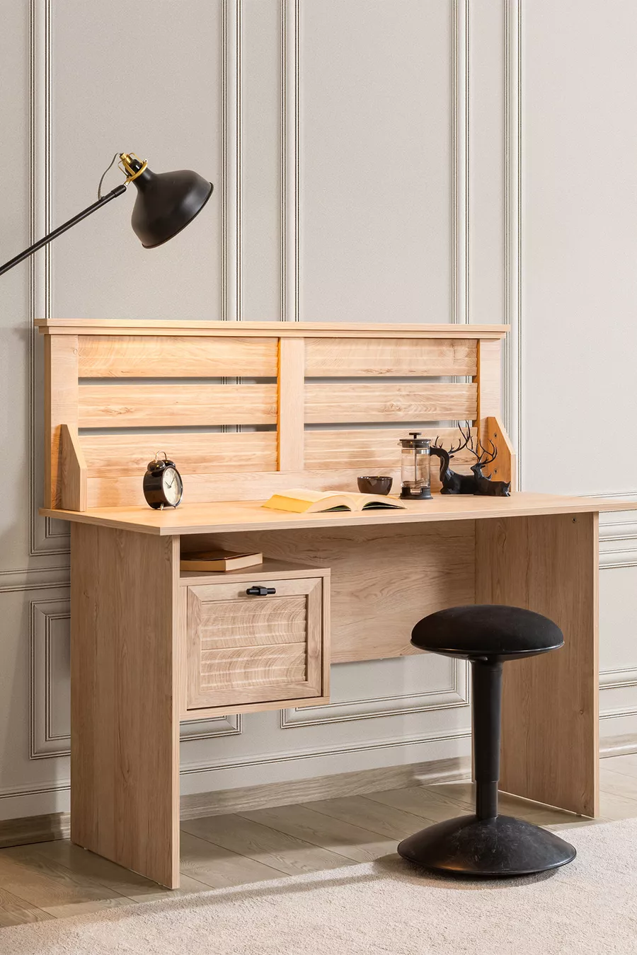 Chambre d'enfant Polo - Armoire 3 portes, Lit, Table de chevet, Bureau, Commode, Bibliothèque