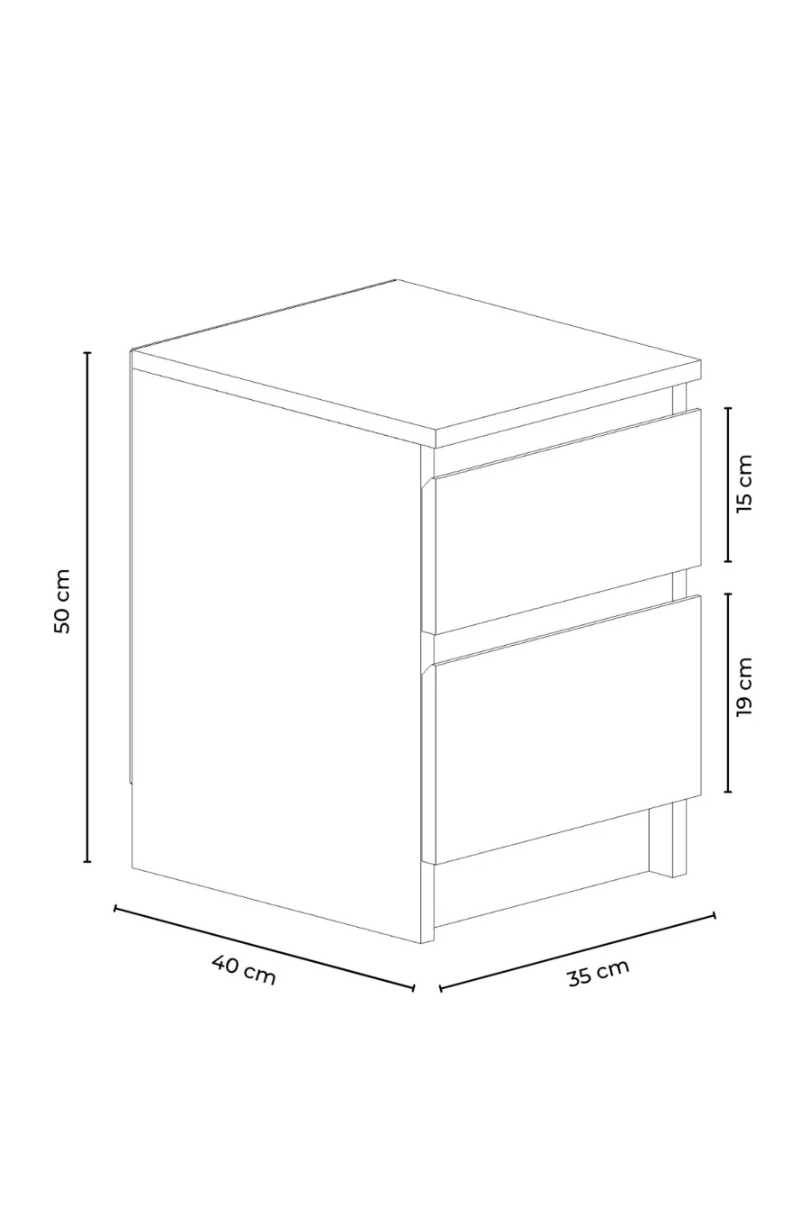 Derinkuyu 2-Drawer Nightstand for Bedroom, Baby Room, Youth Room, Anthracite