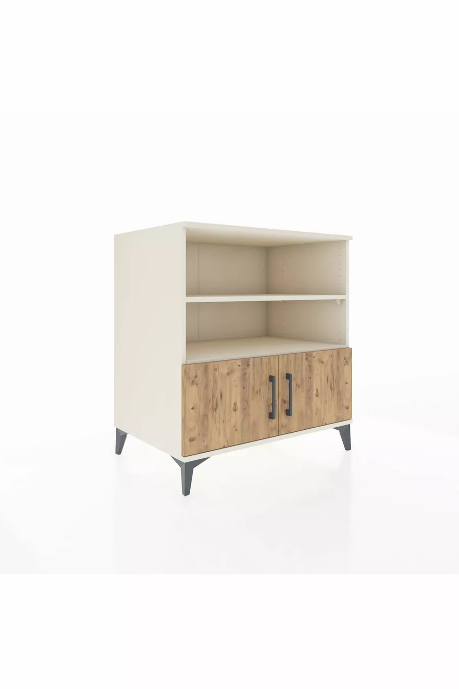 Commode Kronos 3 étagères 2 portes Pierre de lune-Pin