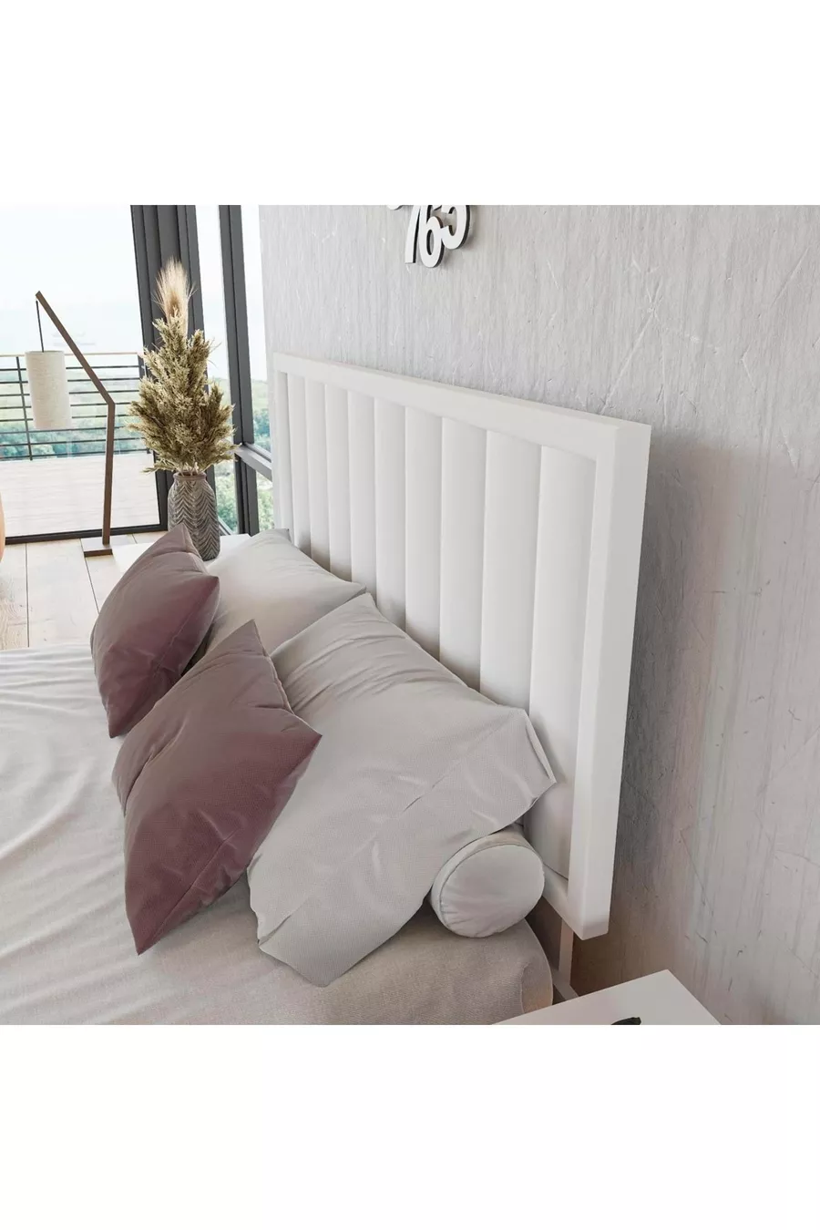 Hüma Model Beyaz Renk Ahşap Tek Başlık ( DİKEY )