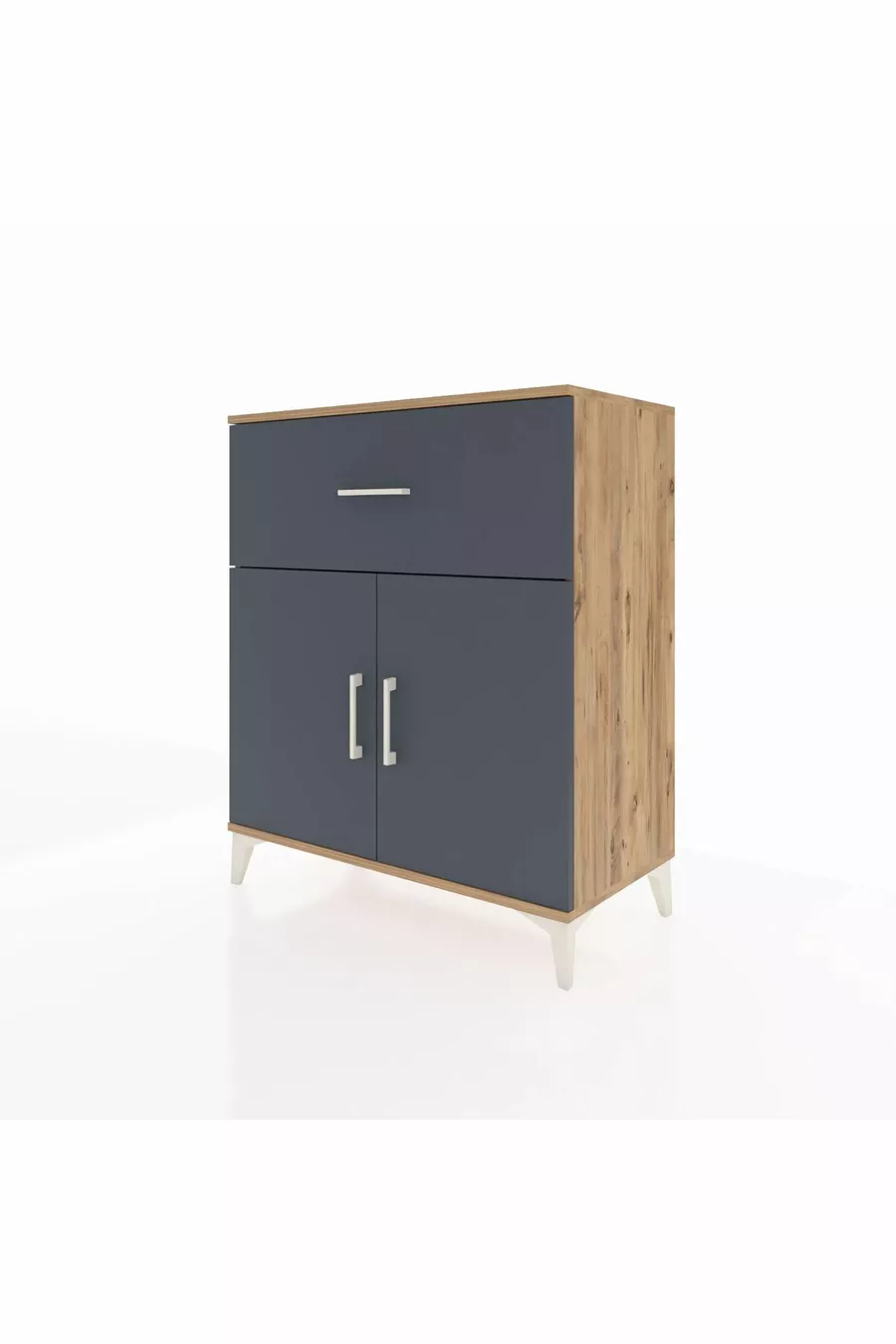 Commode Hyperion à une étagère, un tiroir et deux portes en pin-anthracite