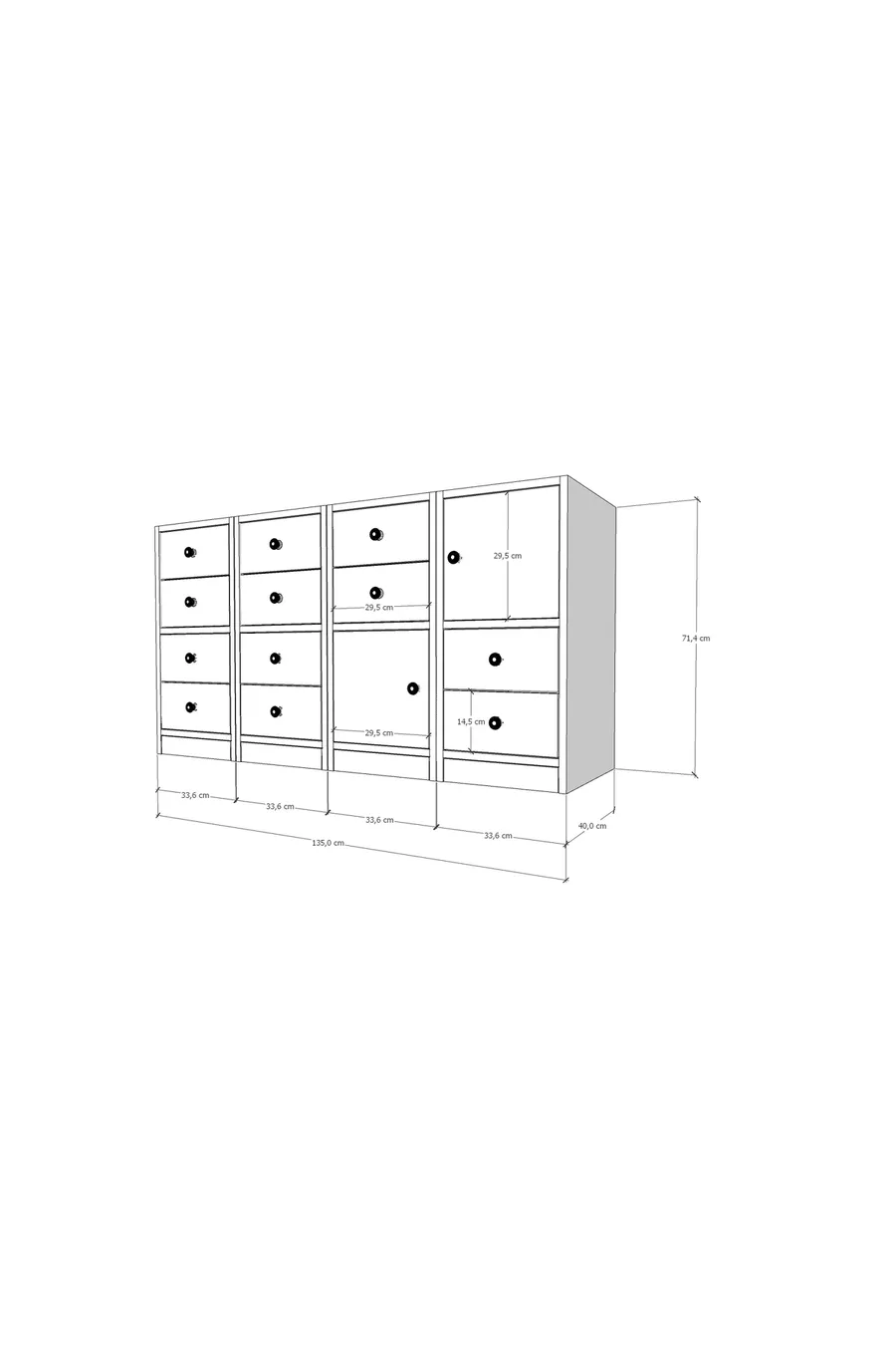 Commode avec tiroirs et armoire blanche Cm -Ç