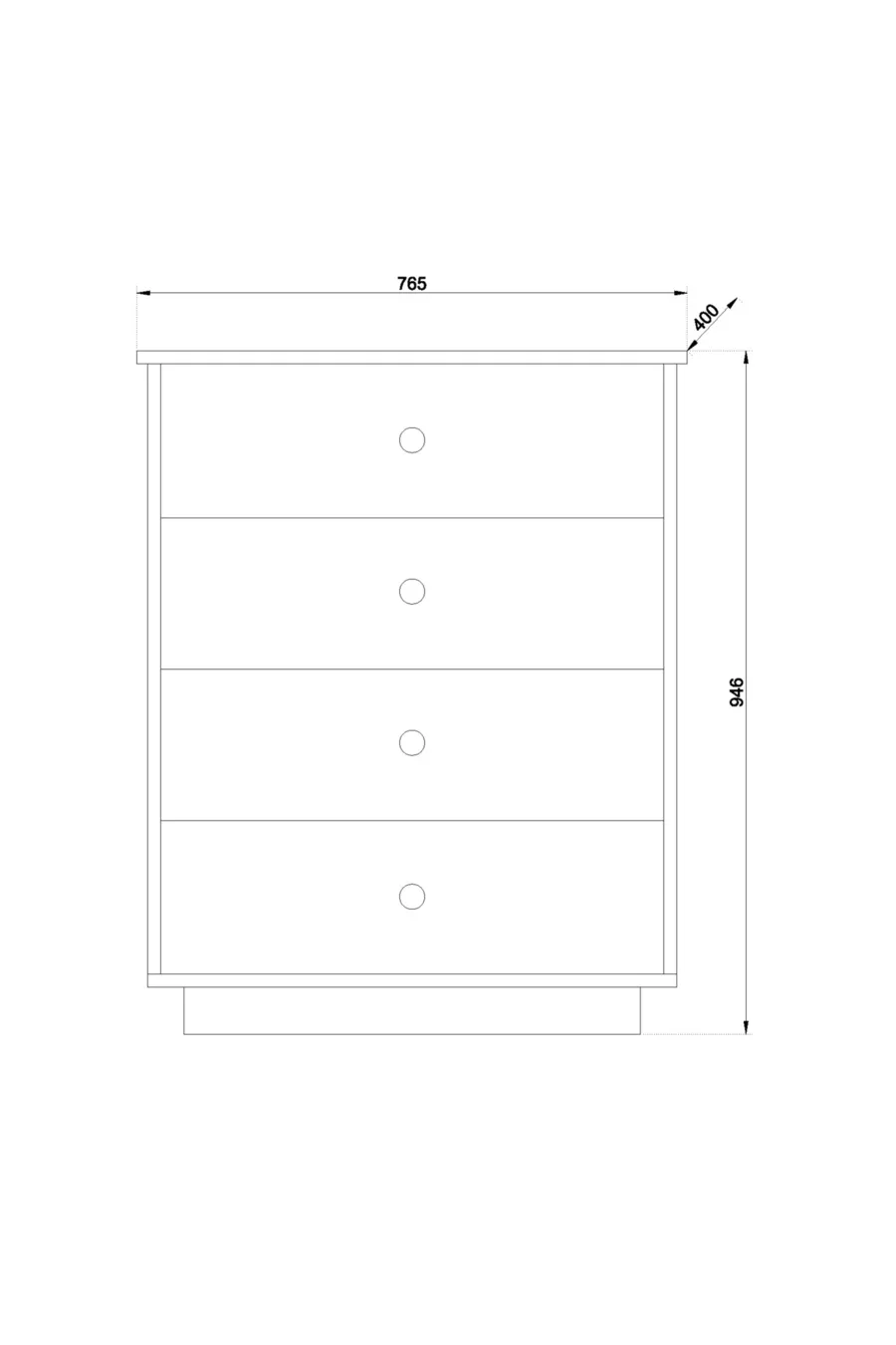 Commode moderne Elif à 4 tiroirs