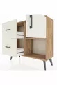 Commode Arges à une étagère, 2 tiroirs et une porte, pin et pierre de batte