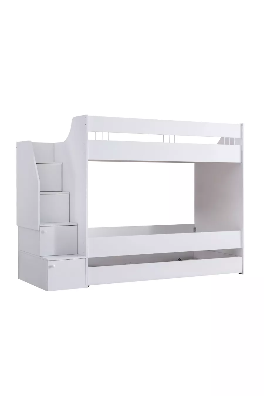 Bunk Bed, Martin Bunk Bed with Ladder - White 2 Comfort Mattresses