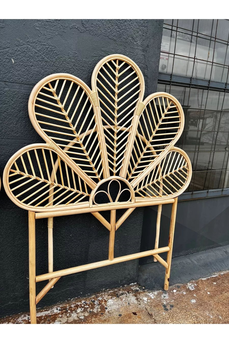 Bambu Rattan Hasır Yatak Başlığı El Yapımı Tek Kişilik cm Naturel Renk