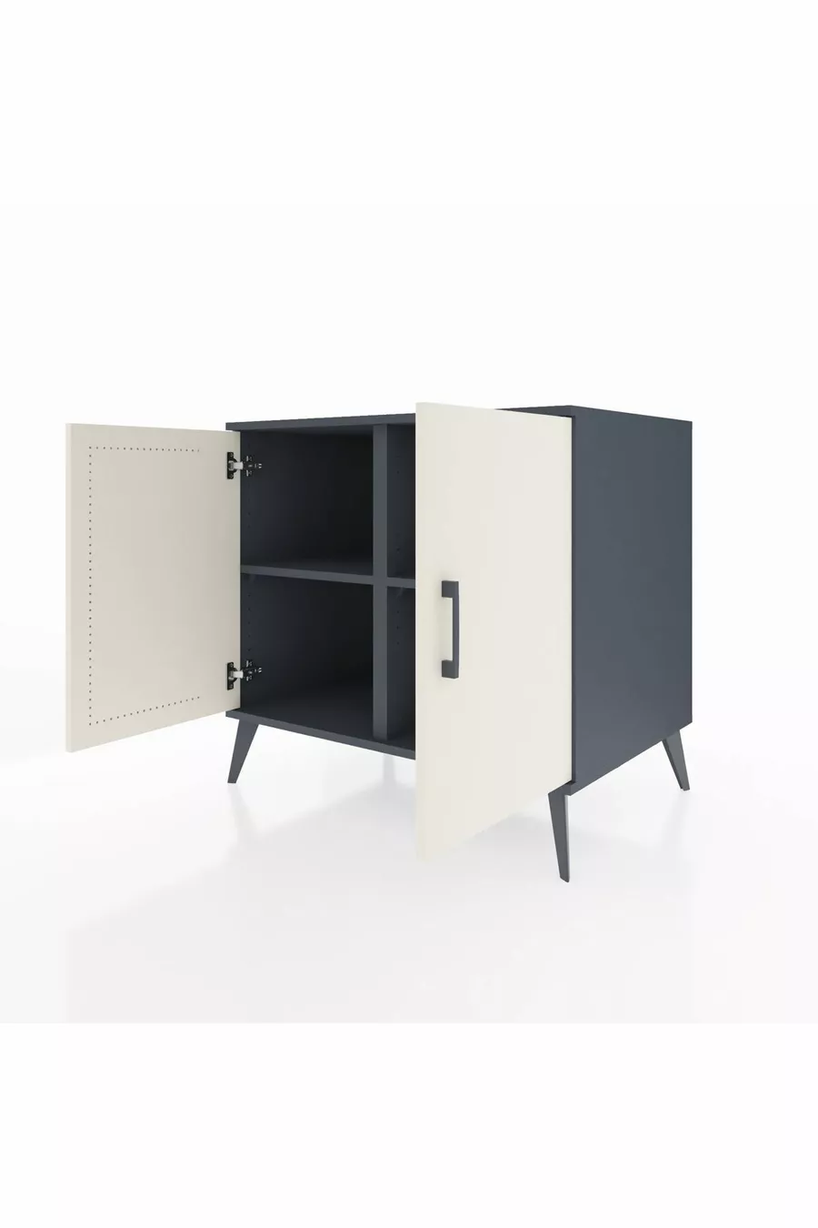 Commode Kronos 2 étagères 2 portes Anthracite-Pierre de lune/Anthracite