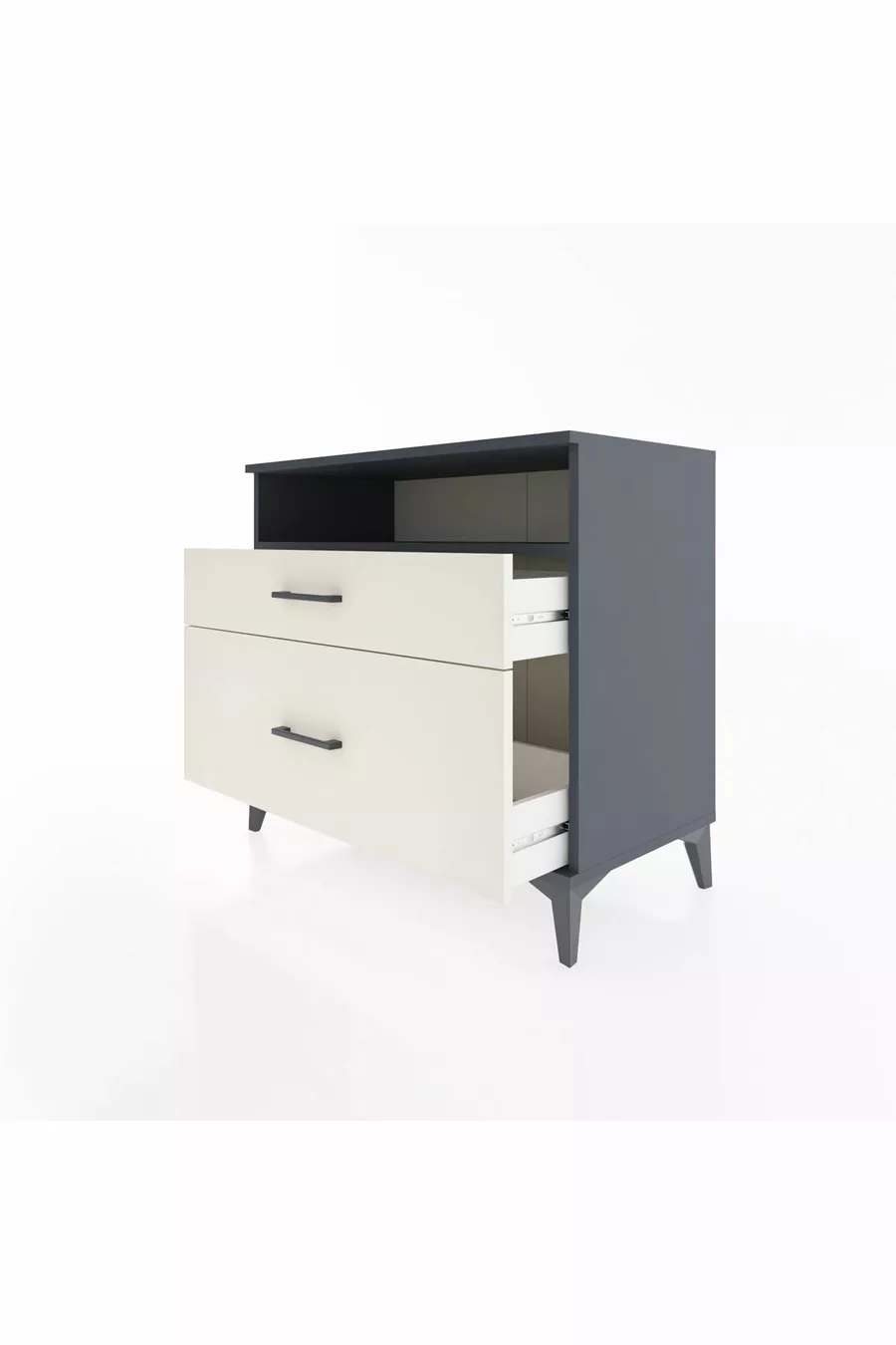Hyperion Kommode mit einem Regal und 2 Schubladen Anthrazit-Marmor