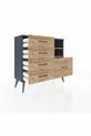 Commode Arges 2 étagères 5 tiroirs Anthracite-Pin
