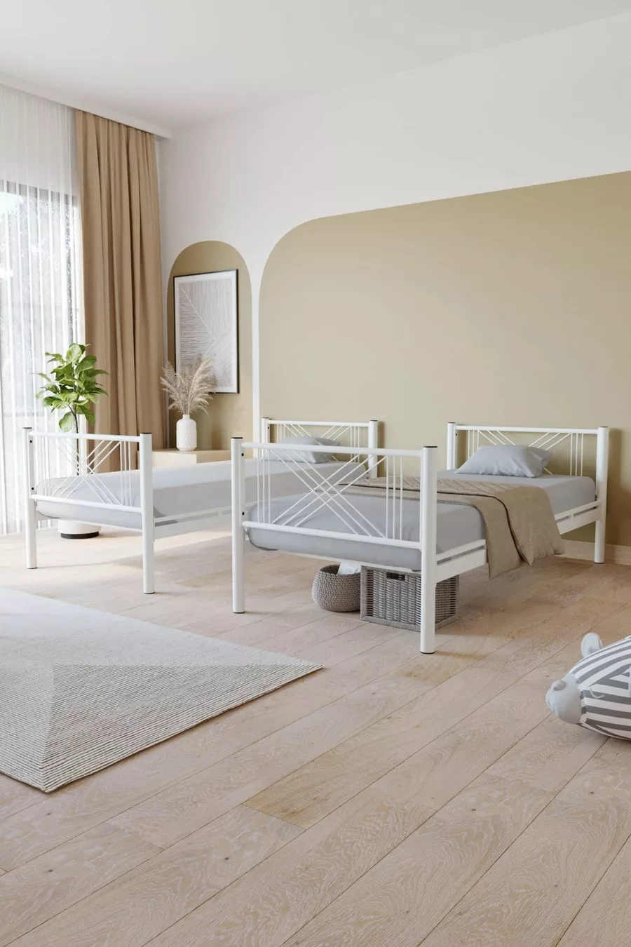 Lits superposés en métal premium Mix Compatible avec matelas Lit superposé blanc amovible