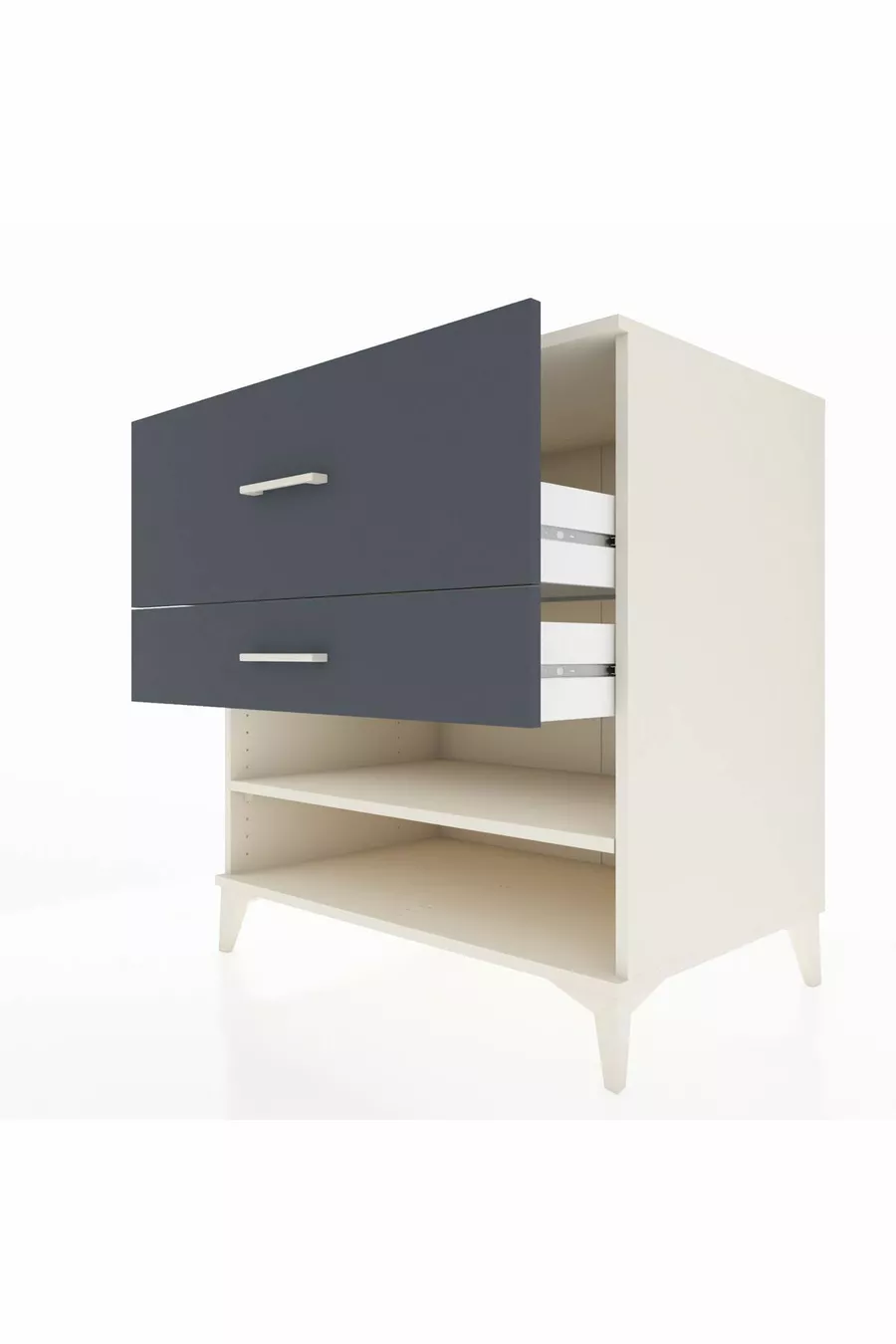 Commode Kronos à une étagère et 2 tiroirs, Pierre de lune-Anthracite