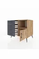 Kronos Dresser Single Shelf 4 Drawers Single Door Pine-Pine/Anthracite