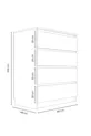 Commode Derinkuyu à 4 tiroirs pour chambre à coucher ou chambre de bébé en blanc