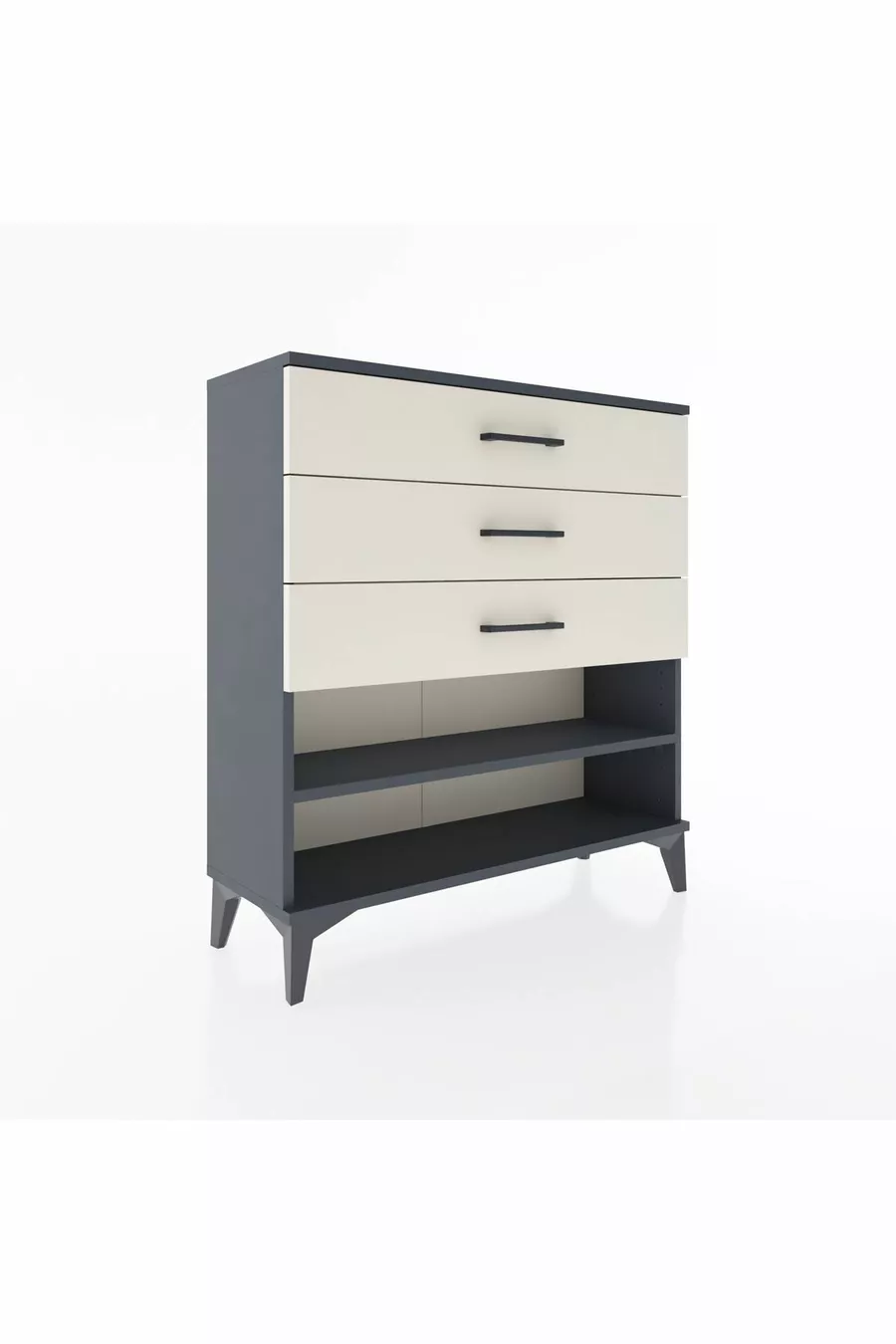 Commode Arges à une étagère et 3 tiroirs Anthracite-Pierre de Lune