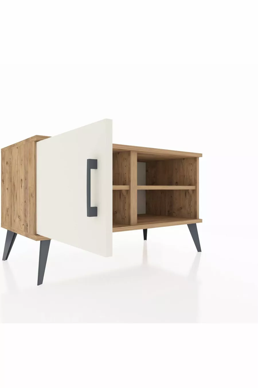 Commode Hyperion 2 étagères avec 1 porte Pin-Ambre/Pin
