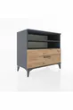 Commode Hyperion 2 étagères 1 tiroir Anthracite-Épicéa