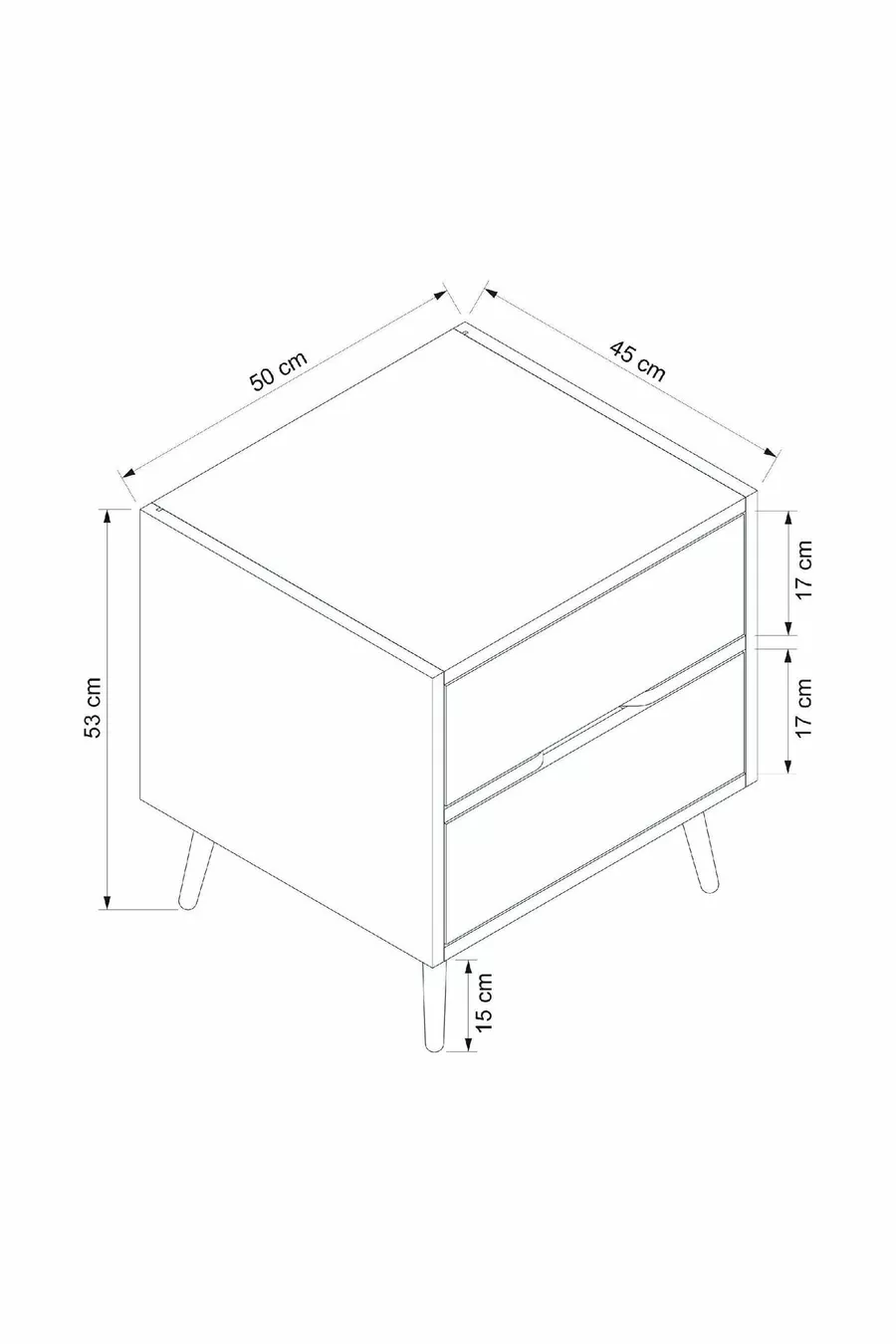 Elina Table de chevet à 2 tiroirs - Blanc/Anthracite