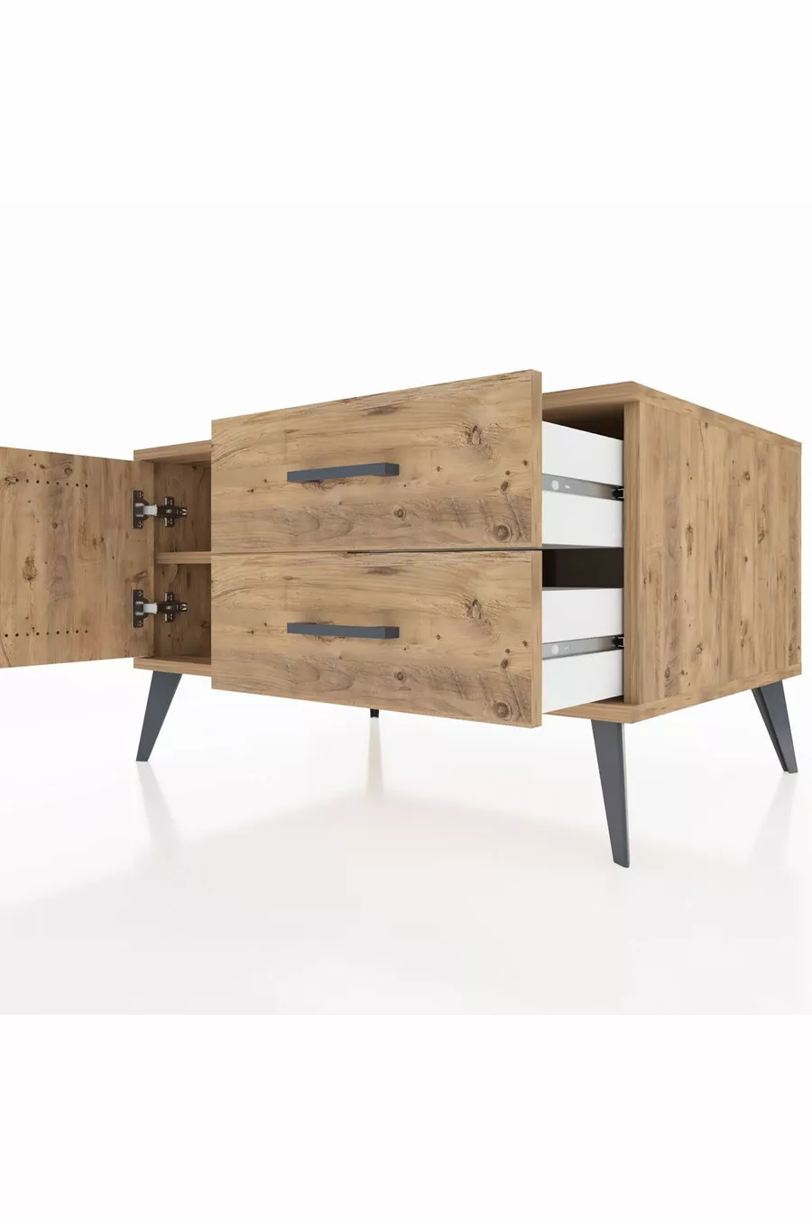Kronos Dressoir Met Eén Plank, 2 Laden En 1 Deur, Dennen-Dennen